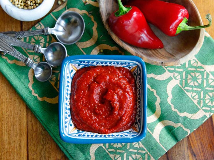 Harissa - Recipe for Spicy Middle Eastern Chili Garlic Sauce on ToriAvey.com