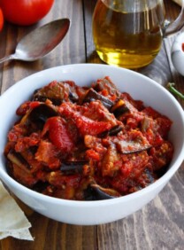 Roasted Eggplant Matbucha - Sweet and Spicy Moroccan-Inspired Mezze Recipe on ToriAvey.com