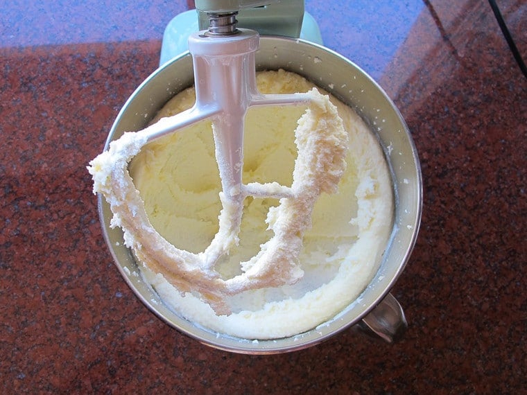 Creaming butter and sugar.