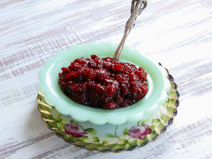 Boozy Orange Blossom Cranberry Sauce with Cointreau & Spices - Thanksgiving Recipe on ToriAvey.com