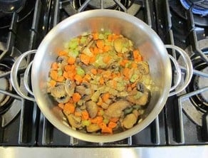 Carrots added to sauteeing vegetables.
