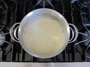 Making a roux in a pot.
