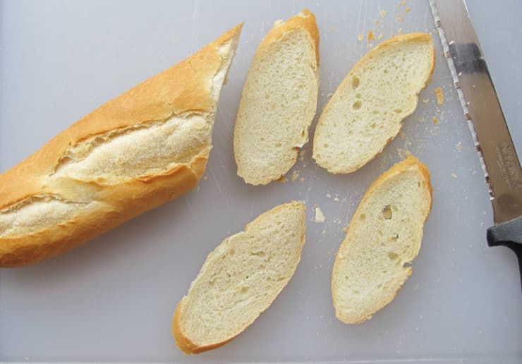 Thinly sliced baguette.
