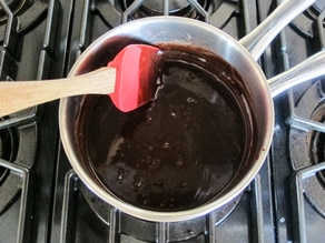 Chocolate melting in double boiler.