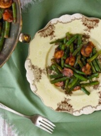 Green Bean Mushroom Sauté with Spiced Plum Sauce - Asian-Inspired Sweet and Spicy Side Dish Recipe