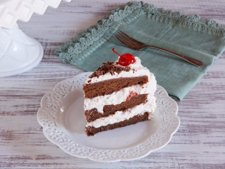 American Cakes - Black Forest Cake Recipe and History from food Historian Gil Marks. Chocolate Layer Cake with Whipped Cream Frosting and "Drunken" Cherries. 