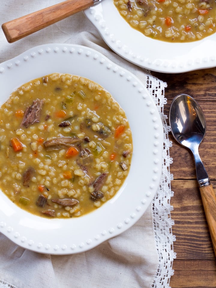 Mushroom Beef Barley Soup with Flanken - Hearty Deli-Style Soup Recipe