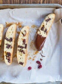 Dark Chocolate Cherry Mandelbrot - Biscotti-Like Almond-Scented Cookie Recipe with Dried Cherries and Dark Chocolate. Perfect with Tea or Coffee!