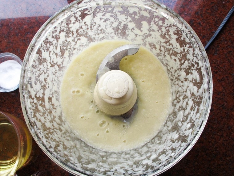 Garlic paste in food processor.