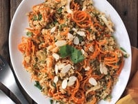 Morroccan Quinoa and Carrot Salad - Beth Manos Brickey from Tasty Yummies shares a gluten free, vegan kosher for Passover salad recipe. 