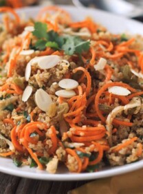 Morroccan Quinoa and Carrot Salad - Beth Manos Brickey from Tasty Yummies shares a gluten free, vegan kosher for Passover salad recipe.