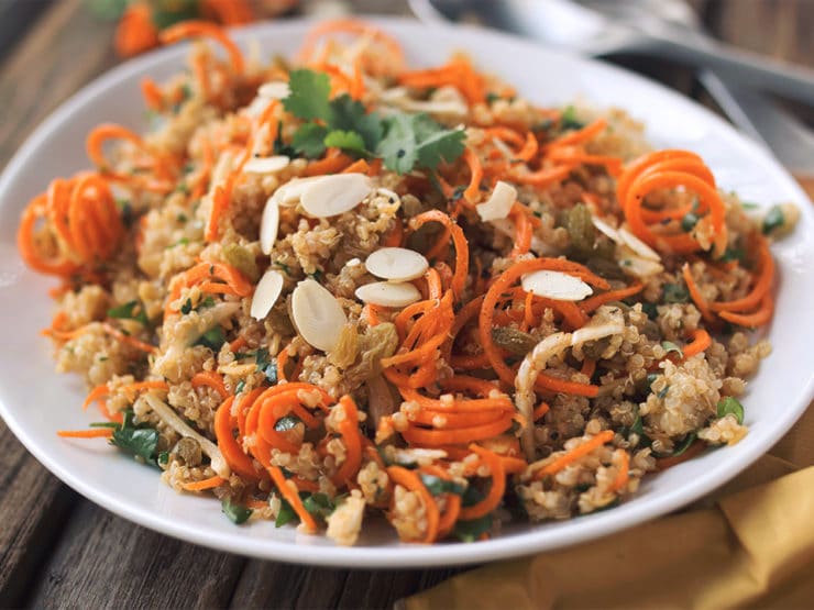 Morroccan Quinoa and Carrot Salad - Beth Manos Brickey from Tasty Yummies shares a gluten free, vegan kosher for Passover salad recipe. 