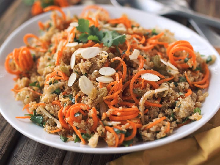 Morroccan Quinoa and Carrot Salad - Beth Manos Brickey from Tasty Yummies shares a gluten free, vegan kosher for Passover salad recipe.