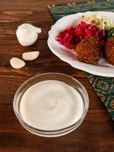 Toum - Recipe for Garlic Dipping Sauce. Use on Shawarma, Falafel, Grilled Foods. Vegan, Garlicky, Creamy and Flavorful