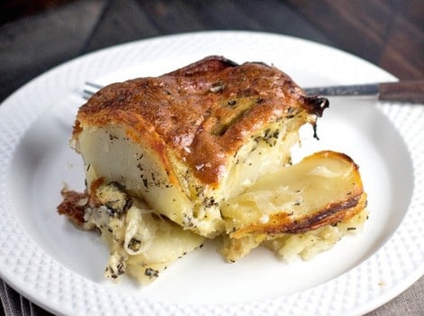Tori’s Passover Potluck - Gluten Free Potato Kugel Gratin from Meg van der Kruik, Beard + Bonnet. Gluten Free, Dairy Free, Kosher for Passover. #PassoverPotluck