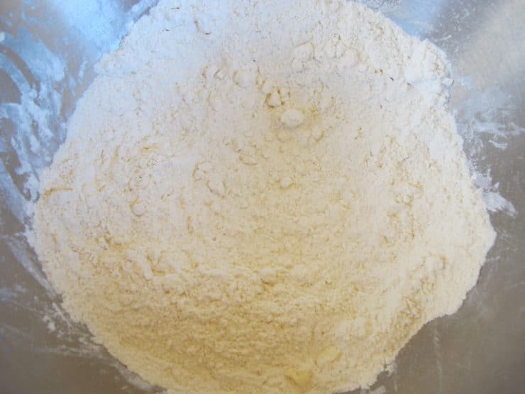 Butter cut into biscuit dough.