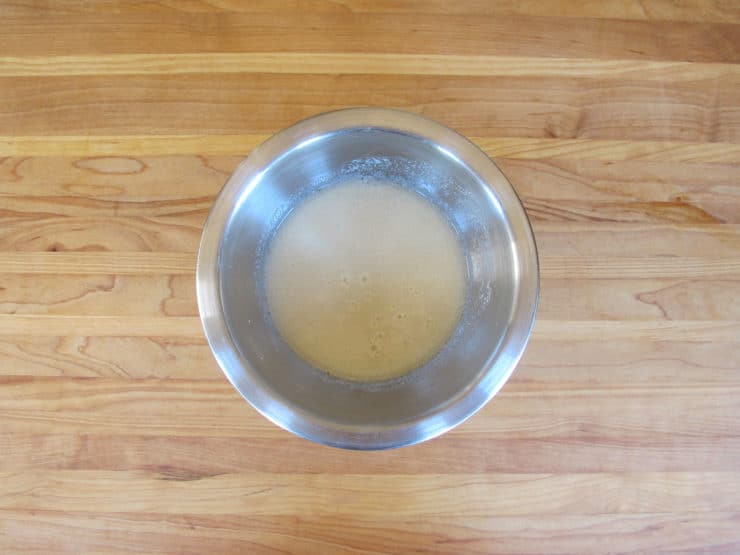 Lemon juice whisked into milk.