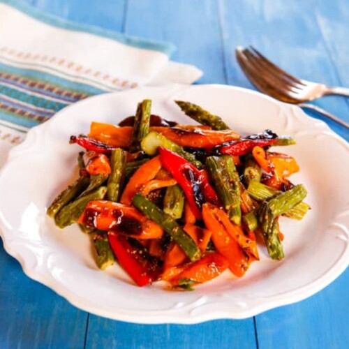Roasted Sweet Mini Peppers and Asparagus - Easy, Healthy, Flavorful and Colorful Vegan Side Dish