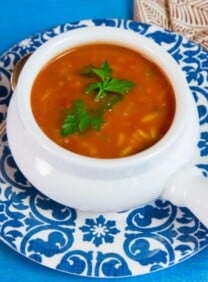 Tomato Rice Soup Recipe - Dairy-Free Vegan Tomato Soup with Basmati Rice, Herbs and Spices.