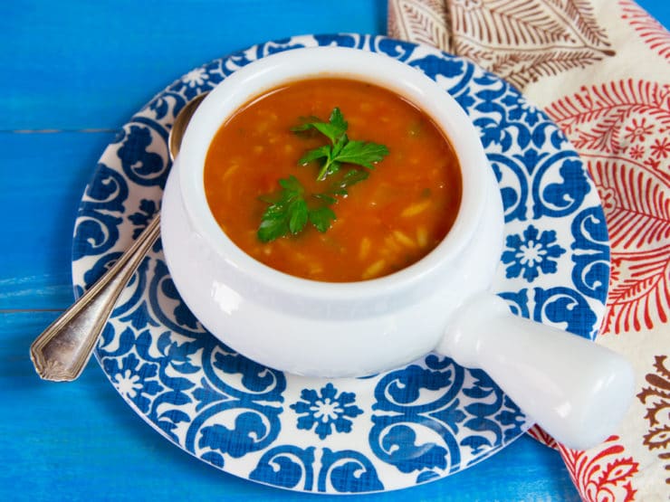 Tomato Rice Soup Recipe - Dairy-Free Vegan Tomato Soup with Basmati Rice, Herbs and Spices.