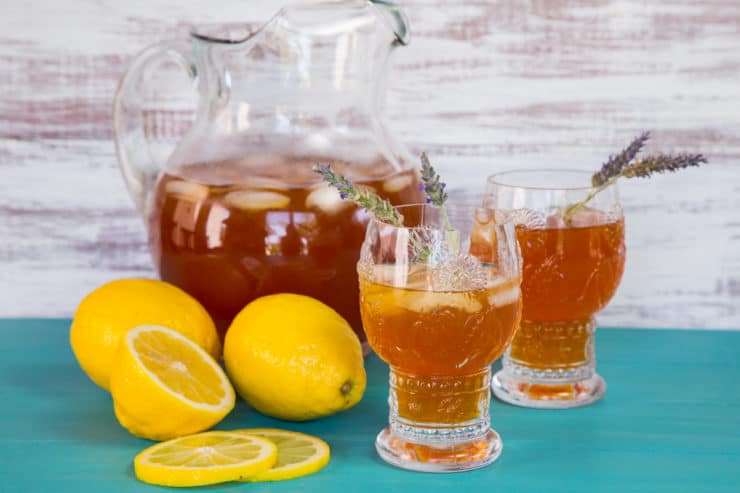 Lemon Lavender Iced Tea - Lightly Sweetened Black Iced Tea Infused with Lavender and Fresh Lemon Juice