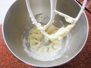 Butter and sugar creamed in a mixer.