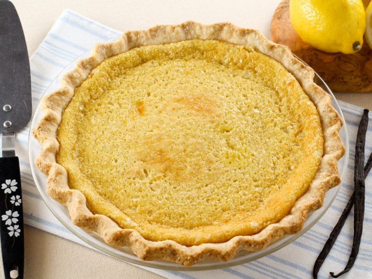 Lemon Vanilla Buttermilk Pie - Classic Dessert with Tart Lemon Custard, Sweet Vanilla and Tangy Buttermilk. Time-Tested Family Recipe.