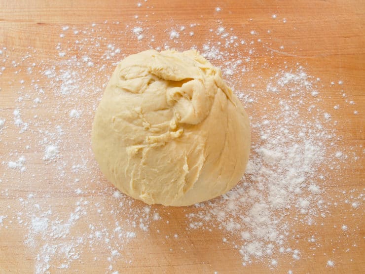 Dough ball on floured counter.