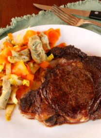 Marilyn Monroe Broiled Steak & Artichoke Carrot Salad - Celebrate Marilyn with a meal she would have loved, with recipes featuring some of her very favorite foods.