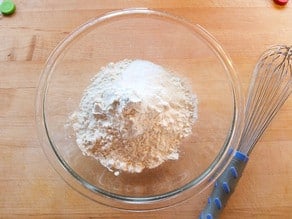 Dry ingredients in a mixing bowl.