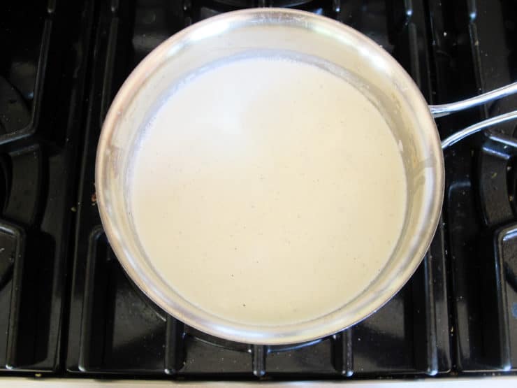 Vanilla cream in a pan.