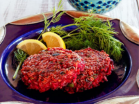 Red Rice and Beet Cakes with Honey Mustard Pinterest Pin
