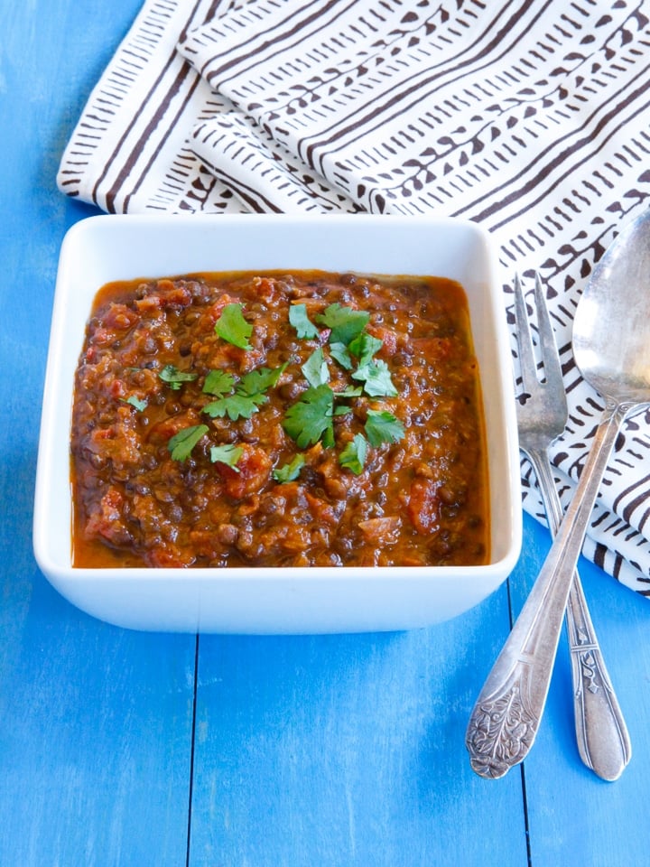 Dal Bukhara - Beluga Lentils in Creamy Tomato Curry from the Aarti Paarti Cookbook