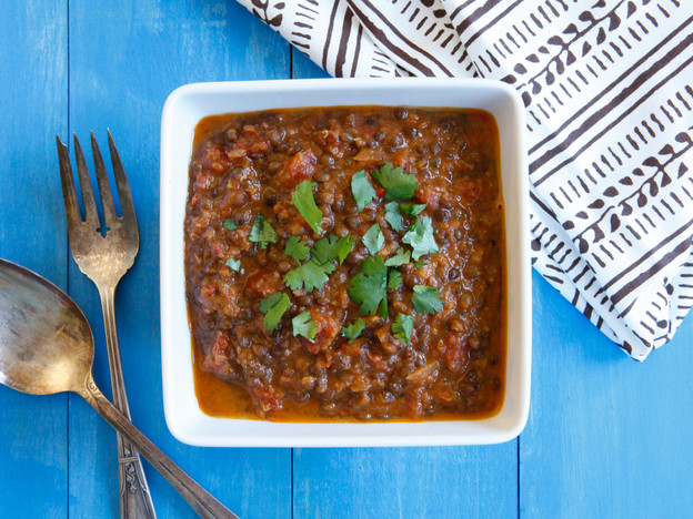 Dal Bukhara - Indian vegetarian comfort food - beluga lentils in creamy tomato curry from the Aarti Paarti Cookbook. Can be made dairy or dairy-free, vegan.
