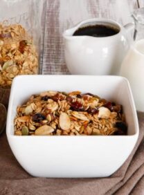 Maple Toasted Muesli - Rolled Oats and Flavorful Nuts Toasted with a Touch of Maple Syrup, Tossed with Dried Fruit. Healthy Breakfast or Snack.