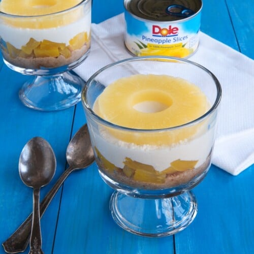 Pineapple Cheesecake Parfaits - Celebrate the Holidays with a Tasty Cheesecake-Inspired Dessert Made with Dole Pineapple Products #ChainofCheer #Sponsored