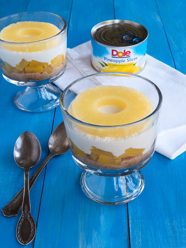 Pineapple Cheesecake Parfaits - Celebrate the Holidays with a Tasty Cheesecake-Inspired Dessert Made with Dole Pineapple Products #ChainofCheer #Sponsored