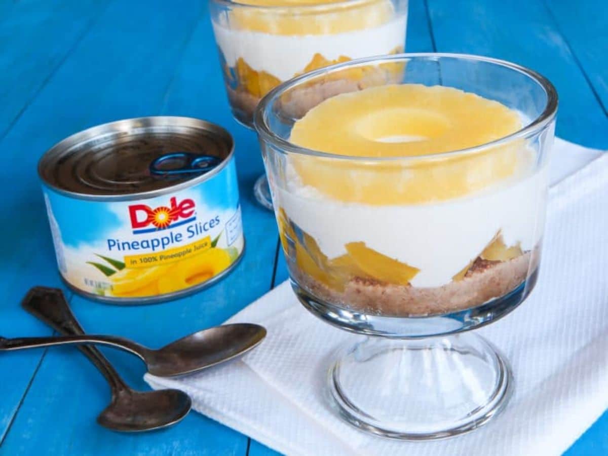 Pineapple Cheesecake Parfaits - Celebrate the Holidays with a Tasty Cheesecake-Inspired Dessert Made with Dole Pineapple Products #ChainofCheer #Sponsored