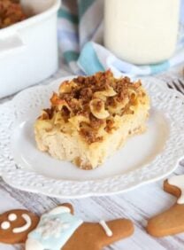 Eggnog Gingerbread Kugel - Jewish Noodle Casserole Made with Eggnog, Holiday Spices and a Gingersnap Crumble Topping from ToriAvey.com