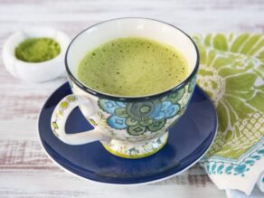 Matcha Green Tea Latte Recipe - Japanese-Inspired Latte with Healthy Green Tea and Dairy or Non-Dairy Milk.