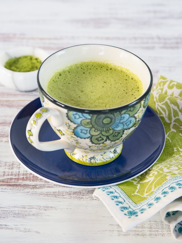 Matcha Green Tea Latte Recipe - Japanese-Inspired Latte with Healthy Green Tea and Dairy or Non-Dairy Milk.