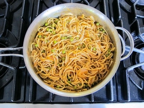 Smoky Pasta with Peas & Greens - Simple Vegetarian Pasta Dish with Smoked Paprika and Spices from Tori Avey.com