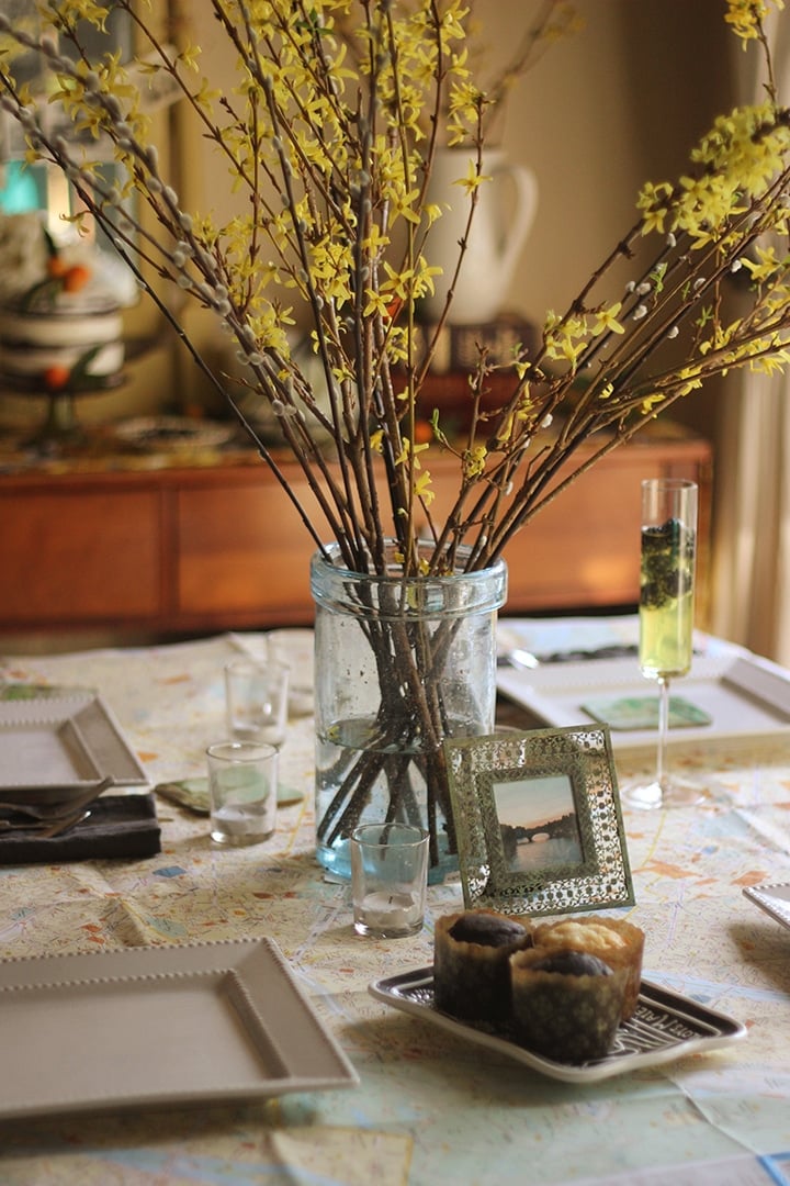 Golden Memories Party - Brenda Ponnay shares how to create a nostalgic tablescape with vintage items, maps and old photographs to celebrate beautiful memories.