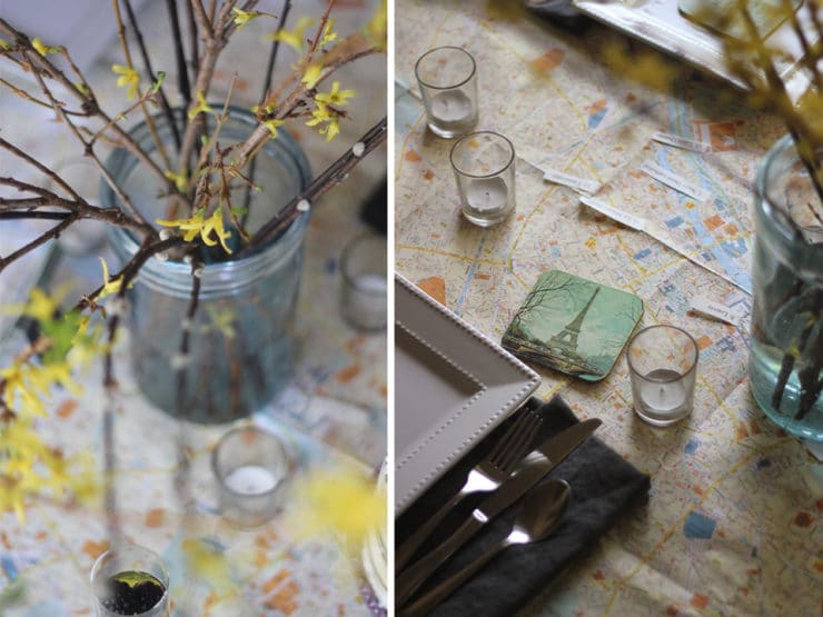 Golden Memories Party - Brenda Ponnay shares how to create a nostalgic tablescape with vintage items, maps and old photographs to celebrate beautiful memories.