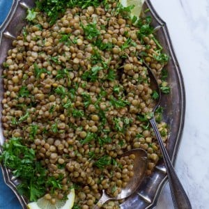 Lemon Lentil Parsley Salad - Simple, Healthy Vegan Side Salad with Protein and Fiber on ToriAvey.com