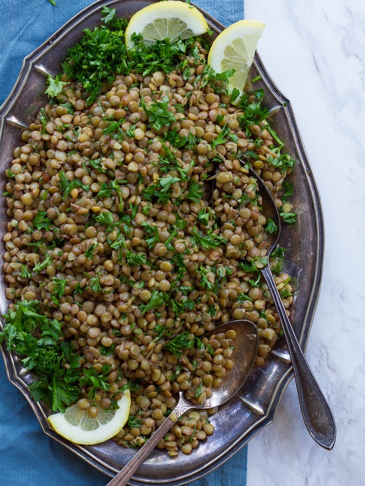 Lemon Lentil Parsley Salad - Simple, Healthy Vegan Side Salad with Protein and Fiber on ToriAvey.com