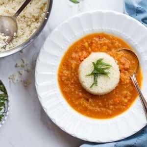 Moroccan Chickpea and Lemon Couscous Soup - Flavorful vegetarian soup recipe from Lick Your Plate by Julie Albert and Lisa Gnat