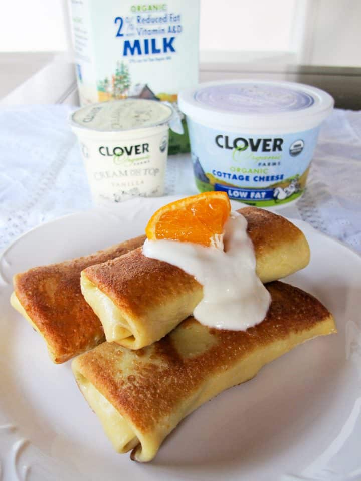 Clover Citrus Vanilla Blintzes – Celebrate Hanukkah with Citrus Scented Blintzes filled with a Creamy Citrus Filling Made with Clover Organic Dairy Products #clovercooks #spon