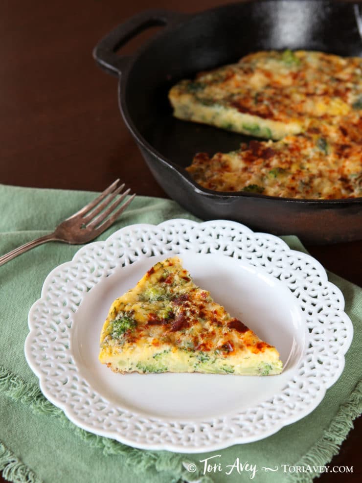 Broccoli Cheddar Frittata with Smoked Paprika - Delicious Vegetarian Entree for Breakfast, Brunch or Dinner