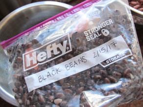A bag of Black Beans with a label on it